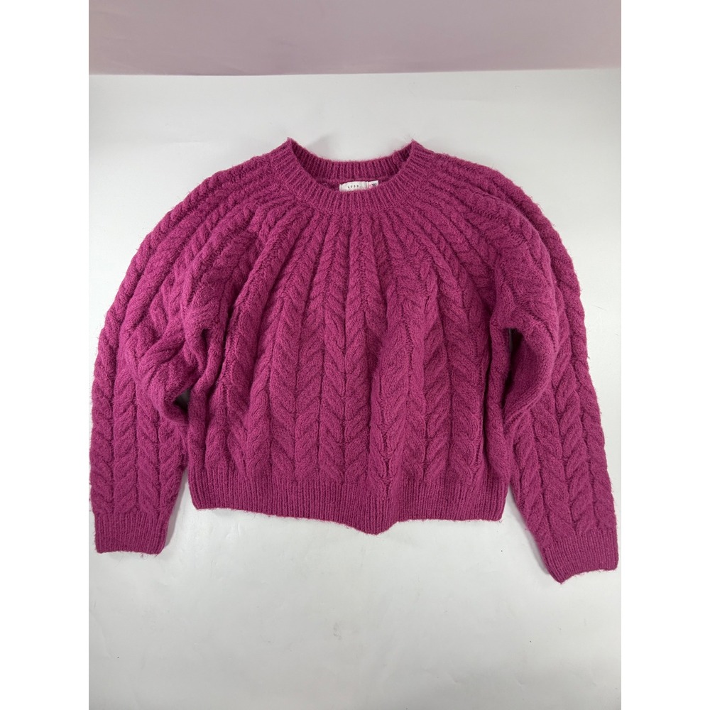 Lush Berry Pink Cable Knit Sweater Womens XL Crew Neck Pullover LT23957-047